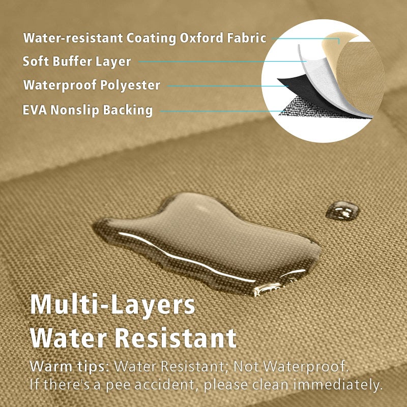 F-color SUV Cargo Liner for Dogs, Water Resistant Pet Cargo Cover Dog Seat Cover Mat for SUVs Sedans Vans with Bumper Flap Protector, Non-Slip, Large Size Universal Fit, Khaki - Image 4
